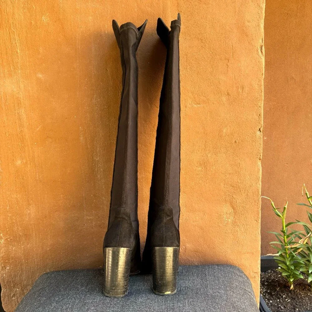 Stuart Weitzman Black Suede Hijack 50/50 Over the Knee Boot w/ Dust Bag